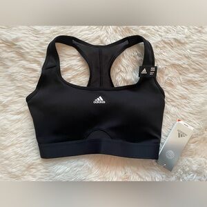 NWT Adidas sports bra XS D-DD powerreact training medium support padded black